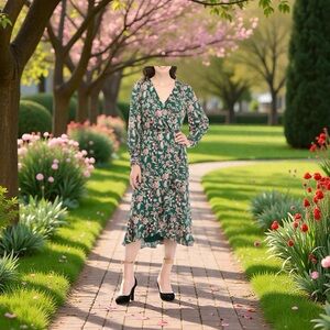 Wonderly Women’s Long Sleeve Printed Faux Wrap Dress Size PXL